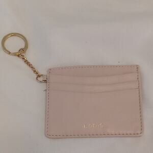 Lodis Pink Card Holder Keychain Genuine Leather